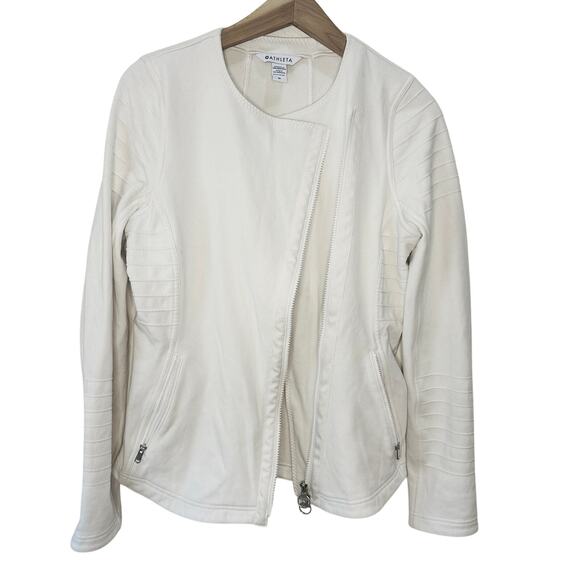 Athleta Magnolia White Moto Jacket Full Zip Fleece Lining Women's Size M - Picture 8 of 15